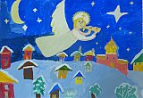 Касаткина Милена 8 лет. Рождественская ночь - Зимняя выставка 2016